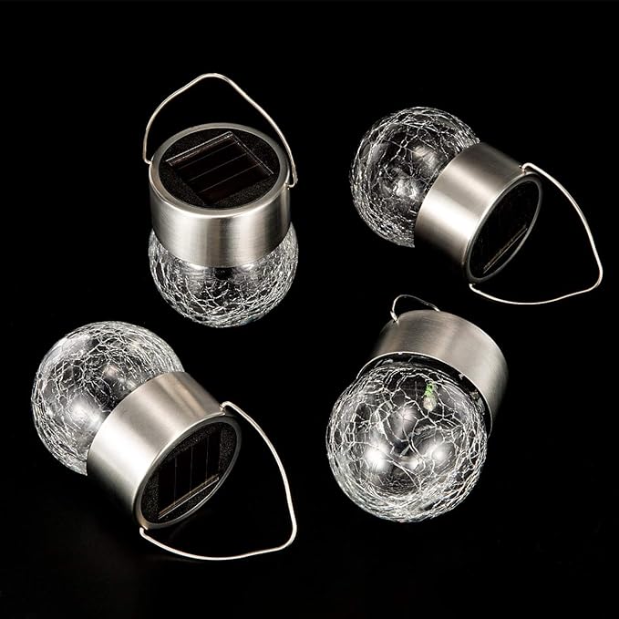 SUNWIND Hanging Solar Ball Lights Outdoor - 8 Pack Auto Color Changing Cracked Glass Decorative Garden Lights Hanging Solar Lanterns for Yard, Patio, Fence, Tree, or Holiday Decoration(Multi-Color)