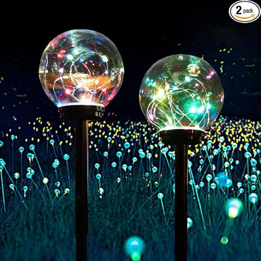 Solar Lights Outdoor Garden Decor,LED Multi-Color Changing 5.9in Globe Waterproof Lamp,Birthday Gifts for Women Mom,for Yard Lawn Backyard Landscape Pathway Patio Outside Gardening Gifts-2 Pack
