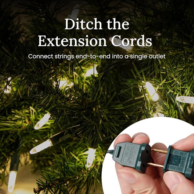 Pro Christmas M5 LED Holiday Lights - 100 Bulbs, 33.3ft - Professional Grade Indoor Outdoor Diamond Cut Sparkle Light Strings for Home Decorations and Christmas Trees - Blue