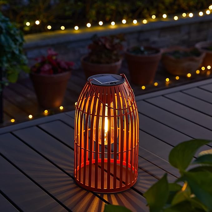 Solar Lantern Outdoor Waterproof Hanging Metal Birdcage Shaped Lantern Decorative Solar Light for Garden Yard Patio Porch