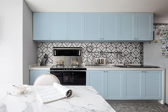 Dimoon 78.7''x17.7'' Blue Peel and Stick Wallpaper Contact Paper Modern Self Adhesive Wall Paper Removable Renter Friendly Textured Solid Color Shelf Cabinet Vinyl Roll (78.7''x17.7'',Light Blue)