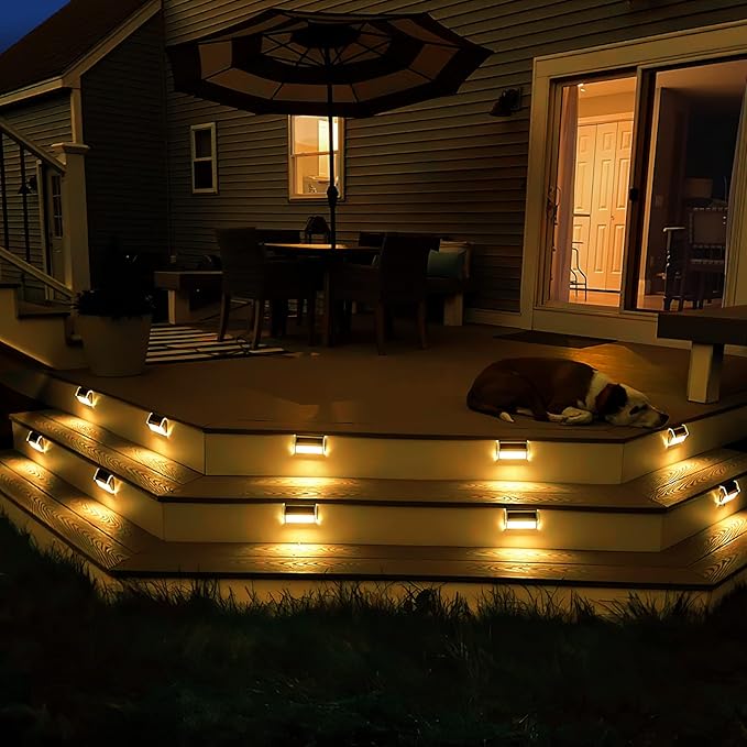 JSOT Solar Step Deck Lights for Outside Decorative - 10Pack Stairs Lights Outdoor Waterproof for Yard Garden Landscape Pool Fence Step Wall 9 LED Beads Solar Lighting