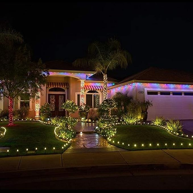 C9 Christmas String Lights Outdoor - 25.7 Feet 20 LED Pathway Lights, Connectable Waterproof Walkway Lights for Indoor Xmas Party Holiday Wedding Commercial Decorations, Warm White