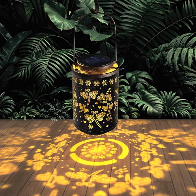 Solar Lanterns Outdoor Waterproof Dragonfly Garden Decor Gift for Women, Mom, Grandma, Hanging Metal Solar Lights for Yard, Patio, Porch, Backyard, Pathway Decoration