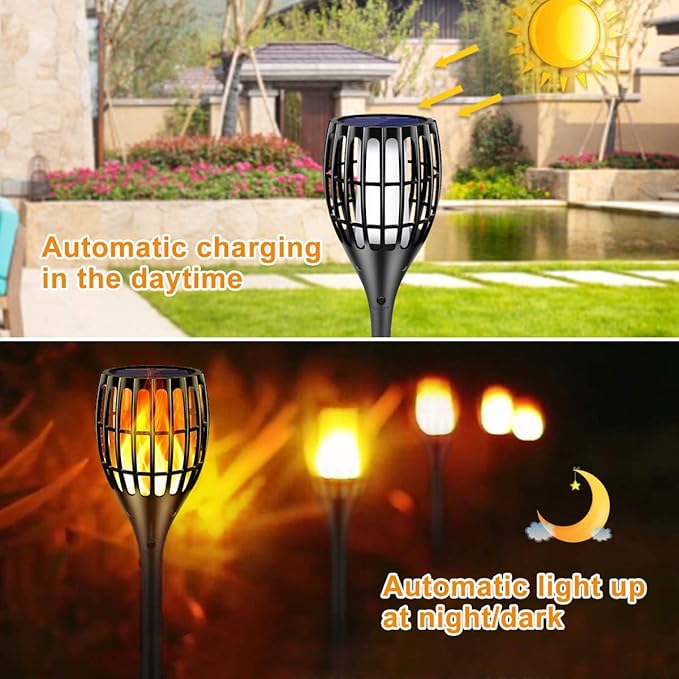 Solar Torch Lights, Waterproof Flickering Flames Torches Lights 43" Outdoor Solar Spotlights Landscape Decoration Lighting Dusk to Dawn Auto On/Off for Yard Patio Driveway, 1 Pack