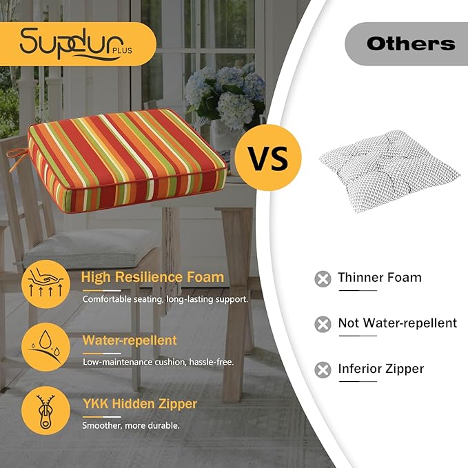 Outdoor Square Corner Seat Cushion, Set of 4, Non