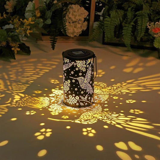 Hummingbird Solar Lantern Outdoor Hanging Waterproof LED Lights, Metal Bird Garden Decor for Yard, Patio, Lawn, Porch, Backyard, Christmas, Birthday Gifts for Women, Mom, Grandma, Outdoor Decoration