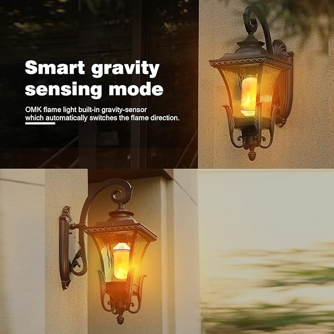 OMK Flame Light Bulbs, Christmas Decorations Flame Bulb, LED Flame Effect Fire Light Bulbs, for Porch Yard Bedroom Hotel Bar Pary Holiday Gifts