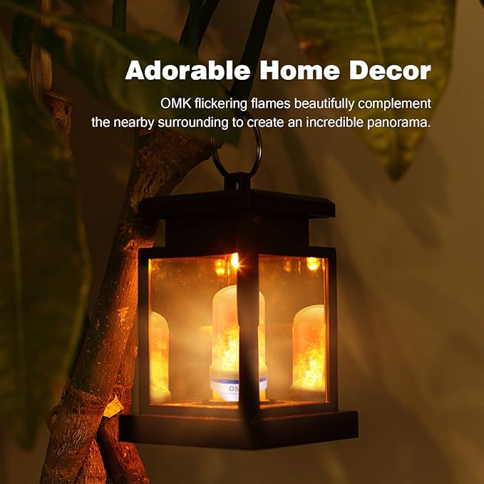 OMK Flame Light Bulbs, Christmas Decorations Flame Bulb, LED Flame Effect Fire Light Bulbs, for Porch Yard Bedroom Hotel Bar Pary Holiday Gifts