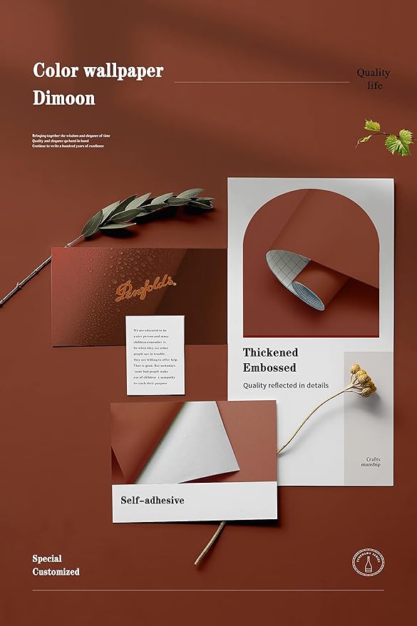 Dimoon 236''x17.7'' Orange Peel and Stick Wallpaper Contact Paper Modern Self Adhesive Wall Paper Removable Renter Friendly Textured Solid Color Shelf Cabinet Vinyl Roll (236''x17.7'',Vermilion)