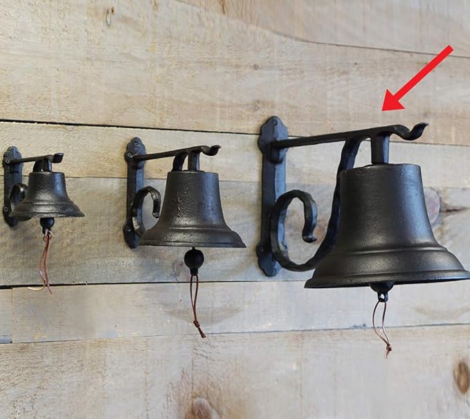 NACH Rustic Cast Iron Doorbell, Large Door Bells for Homes, Kitchen Door Bell, Dinner Bell, Black Doorbell, 19.3 x 11.8 x 13 Inches, JS-90-098