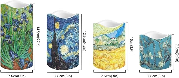 Ystardream Oil Painting Flameless Candles Plastic Moving Flickering LED Candles with Remote Color Changing & Timer,4 Packs