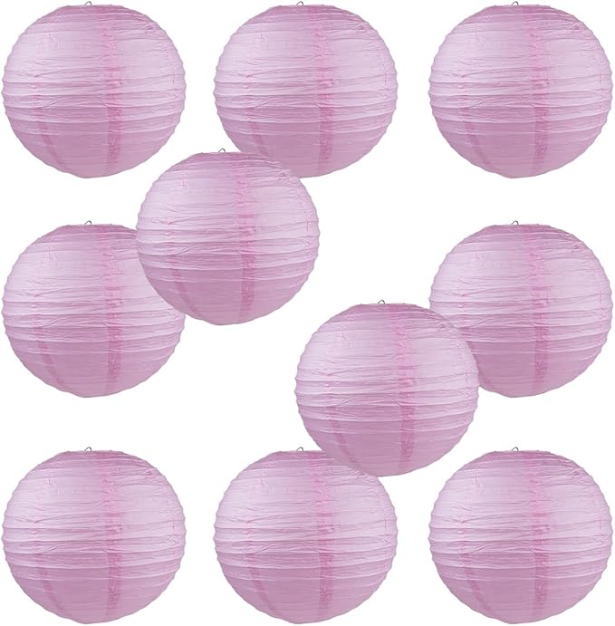 WYZworks - Round Paper Lanterns 10 Pack (Pink, 8") - Hanging Paper Lanterns Lamp for Wedding, Birthday, Party and Home Decorations with 8", 10", 12", 14", 16" Option