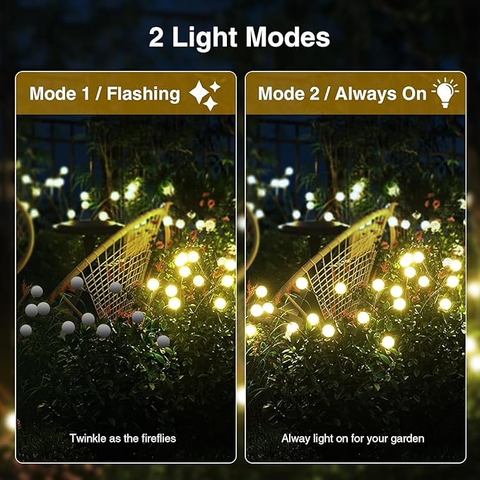SOLARBABY Solar Garden Lights New Upgraded Solar Swaying Light Sway by Wind Solar Firefly Lights Outdoor Waterproof for Landscape Pathway Patio Yard Walkway Decoration Warm White