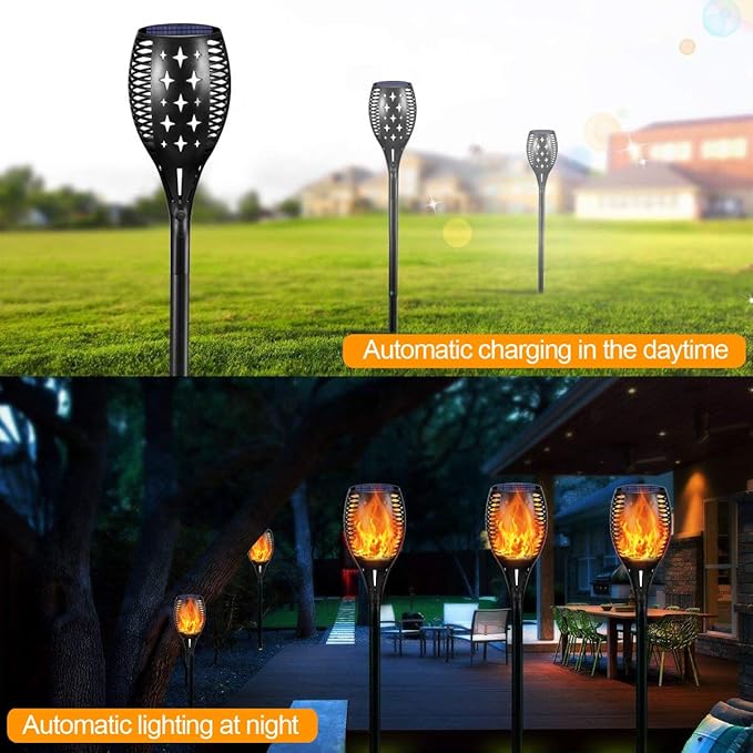 YoungPower 43'' Large Solar Torch Lights Flickering Flames Torches, Waterproof Outdoor Flame Decoration Lighting for Yard Driveway, 2P