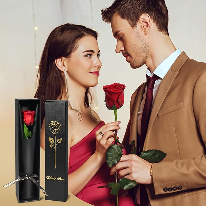 Yamonic Preserved Flowers Rose Gifts for Women Mom, Mothers Day Rose Flower Gifts for Mom, Forever Real Flowers Birthday Mom Gifts for Her, Grandma, Girlfriend, Wife Gifts for Anniversary (Red)