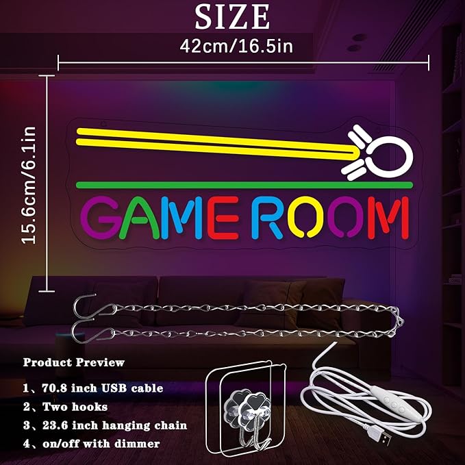 Game Room Neon Sign Billiard Neon Light Colorful Letter Led Neon Sign for Golf Decor Game LED Neon Light for Billiard Club Man Cave Bedroom Bar Decor