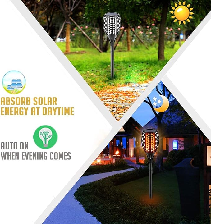 Aityvert Upgraded Larger Solar Torch Lights, Waterproof Outdoor Dancing Flames Lights, Flickering Flames Garden Light, Landscape Decoration Pathway Patio Lights 43" 96 LED (2 Pack)