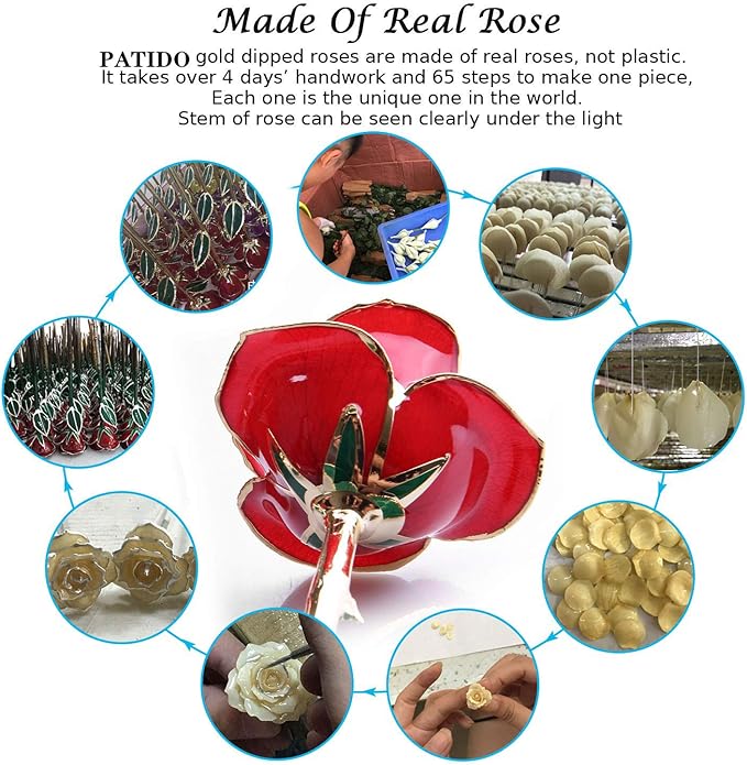 Suturun Gold Dipped Rose,24K Gold Rose with Transparent Stand,Real Long Stem Eternity Rose Flower Best for Her,Mom,Wife,Girlfriend,Anniversary,Mothers Day,Birthday,Valentine's,Wedding