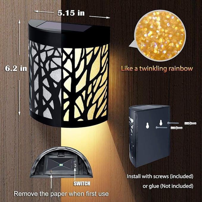 DenicMic Solar Lantern 1 Pack + Wall Lights 2 Pack