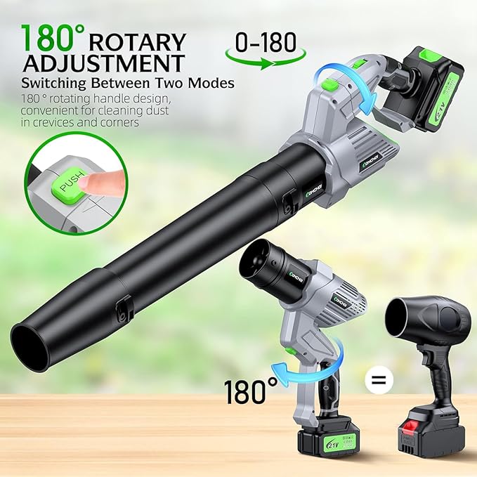 Electric Leaf Snow Blower Cordless, 900,000 RPM, 2 x 4.0Ah Batteries & Charger, Handheld for Lawn Care, 5 Speed, Lightweight for Yard, Patio, Outdoor Use (Gray)