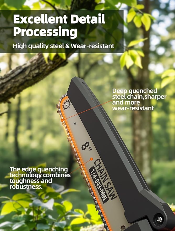 2-IN-1 Cordless Pole Saw & Mini Chainsaw, 8-inch Electric Saw Brushless, 2 Pack Battery Powered Pole Saws, 15-Foot MAX, Chain Saw with Extension Pole for Tree Trimming Wood Cutting