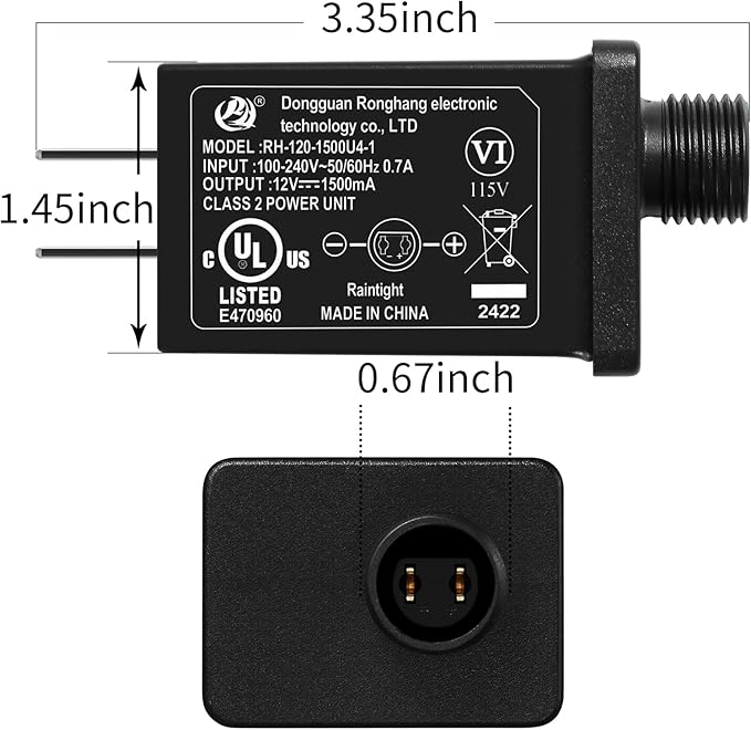 Replacement Yard Inflatable Adapter Power Supply Adaptor - 12V 1.5A 4Pcs- Inflatable Plug Replacement Class 2 Power Supply - for Christmas Tree Light/Thanksgiving Yard Blow Up Decorations