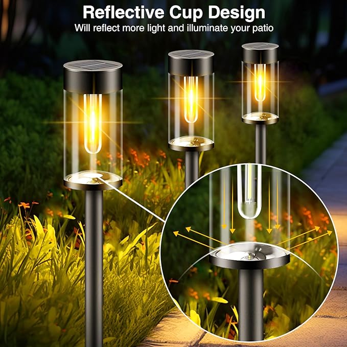 nipify LED Solar Pathway Lights Outdoor, 8 Pack Waterproof Solar Powered Yard Lighting, Auto On/Off Solar Walkway Light for Garden Lawn Path Outside(Warm White)