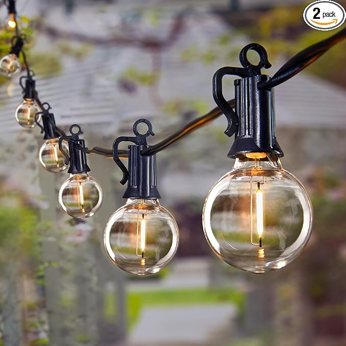 Brightown 60FT LED Outdoor Deck Lights - 2 Pack Patio Lights with 30 Shatterproof Clear Dimmable Edison Bulbs, Waterproof Connectable Hanging Lights for Outside Backyard Porch Party Christmas Decor