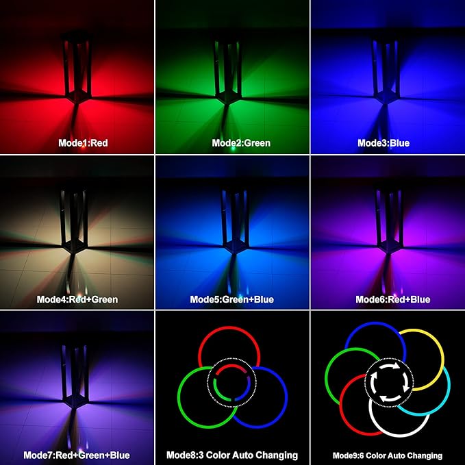 Solar Patio Floor Lamp Outdoor, 2 Pack RGB Color Changing Landscape Path Lights Garden Decorations Waterproof 12H Endurance Cordless Landscaping for Porch Lawn Yard Backyard (Black)