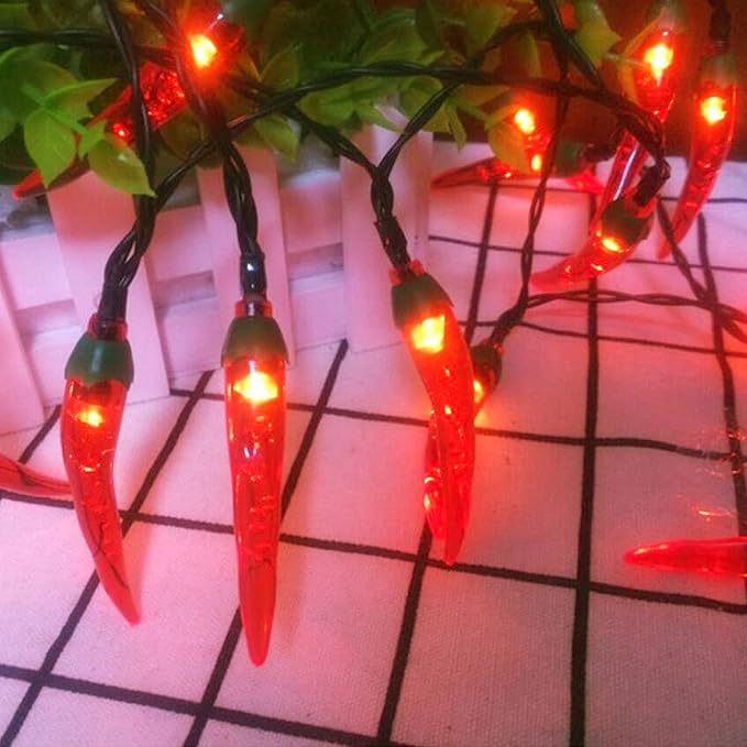 Solar Red Chili String Lights, 30 LED Chili Shape Fairy String Lights Solar Operated String Lights for Wedding, Chinese New Year,Spring Festival,Party Decoration,Christmas