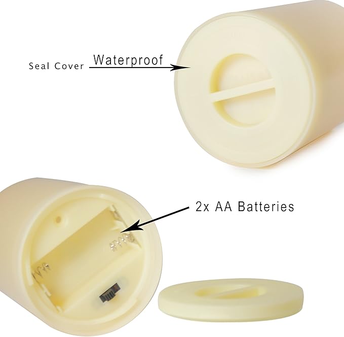 CANDLE CHOICE Waterproof Outdoor Battery Operated Flameless Candles with Timer Realistic Flickering Plastic Fake Electric LED Pillar Lights for Lantern Garden Wedding Christmas Decorations 3 Pack