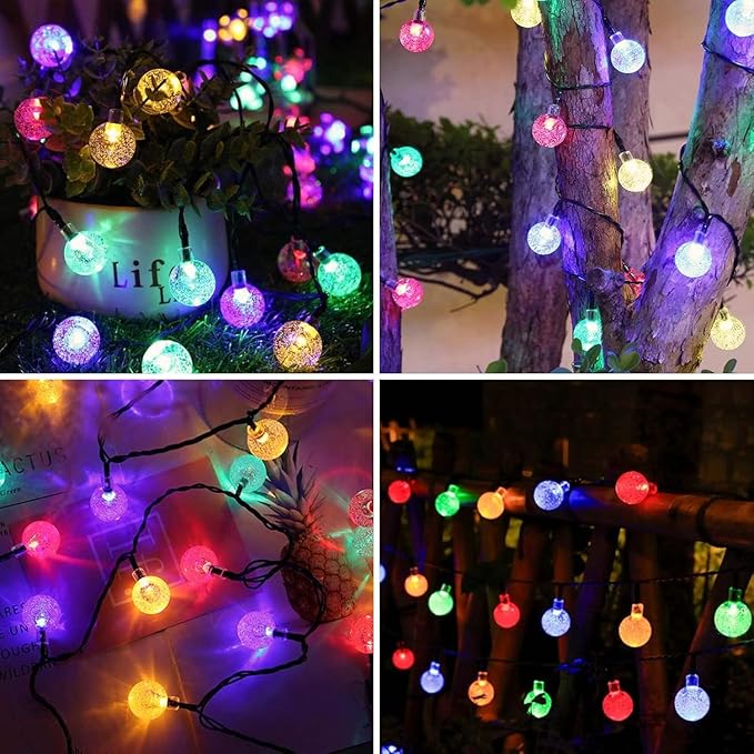 Multicolor 2-Pack 100 LED 64FT Crystal Globe Solar String Lights Outdoor, Waterproof Pastel Easter Lights with 8 Lighting Modes, Solar Powered Tree Light for Easter Xmas Decorations Tree Garden Patio