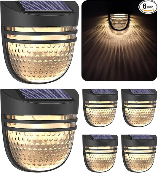 Outdoor Solar Wall Lights, Solar Fence Lights, Solar Garden Lights, Solar Lights, Day/Night Sensor, Solar Conversion Rate 20%, Outdoor for Garden, Path, Stairs, Patio, Pool