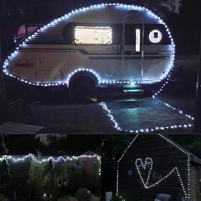 QITONG 4 Pack White Solar Fairy Lights, Each 33ft 100 LED String Light Outdoor Waterproof, 8 Modes Silver Wire Solar Twinkle Lights