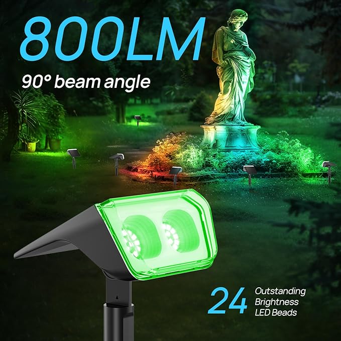 Consciot Solar Spot Lights Outdoor, 30 LED Waterproof Color Changing Solar Spotlight, 2 in 1 Adjustable Wall Lights, 10 Colors, Dusk-to-Dawn Solar Landscape Spotlights for Garden Yard Walkway, 6 Pack