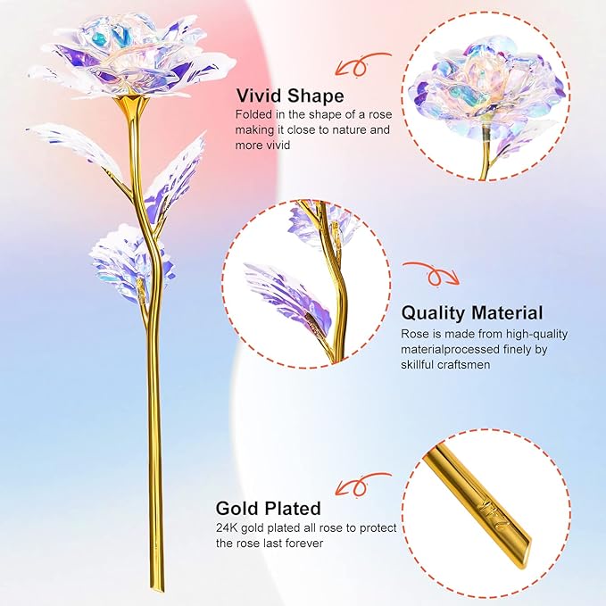 Gifts for Women Mom Birthday Gifts Galaxy Rose Glass Flowers Forever Eternal Roses Artificial Flowers Mothers D Gifts for Grandma Wife Daughter Sister Kids