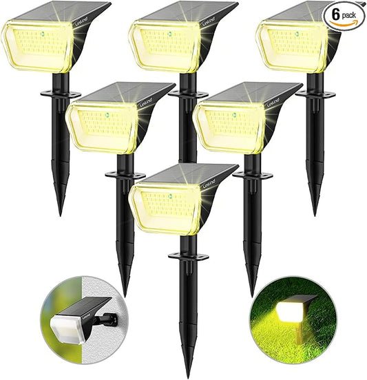 Linkind Solar Spot Lights Outdoor, 60 LEDs Solar Landscape Lights with 30% Conversion Rate and Waterproof IP67, Ideal for Outside, Garden, Yard, Pathway (6 Pack, Warm White)