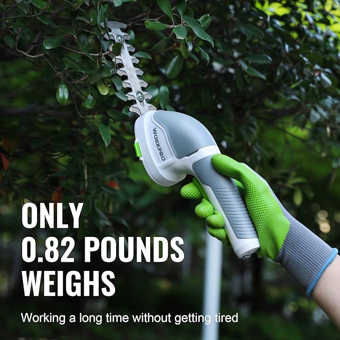 WORKPRO Cordless Grass Shear & Shrubbery Trimmer - 2 in 1 Handheld Hedge Trimmer Electric Grass Trimmer Hedge Shears/Grass Cutter Rechargeable Lithium-Ion Battery and Type-C Cable Included (White)