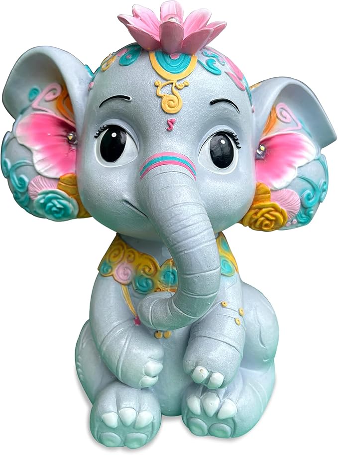 Solar Garden Outdoor Statue Elephant with 4 LED Lights,Lawn Decor Statue for Patio, Balcony,Yard Ornament,Ideal Gift for Christmas,Women,Mom,Grandma,Birthday or Unique Housewarming