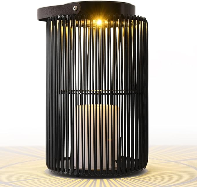 Solar Lanterns for Outdoor Waterproof, ZBLUXBZ Outdoor Table Lamp for Outside Hanging Solar Lights, LED Garden Cordless Lights Perfect for Patio and Pathway Lighting (11-inch Height, Black)