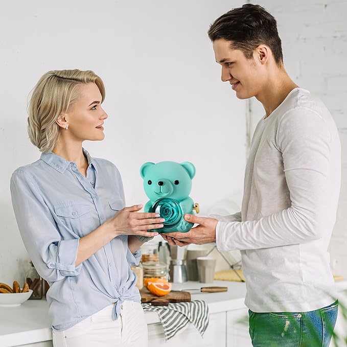 Cute Teddy Bear with Preserved Rose - A Real Rose Flower in Bear with Elegant Gift Box - Romantic Gift for Her in Mother's Day, Weddings, Anniversaries, and Bridal Showers (Blue)