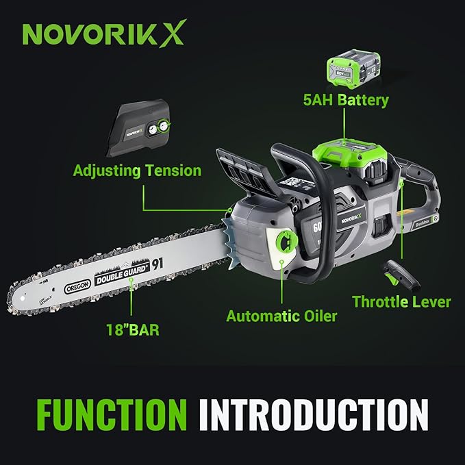 Electric Chainsaw Brushless 60v 18"&16" Cordless Chain Saw 5.0Ah Battery Powered For Tree Trimming Wood Cutting Handheld Chain Saws Automatic Oiler Tool Free