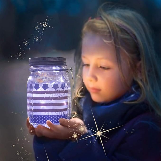 ANGMLN Upgraded Solar Mason Jar Lid Lights, 10 Pack 30 LED Fairy Star Firefly String Lids Lights Including (10 pcs Hangers),for Wedding Patio Garden Party Decorations (No Jars)