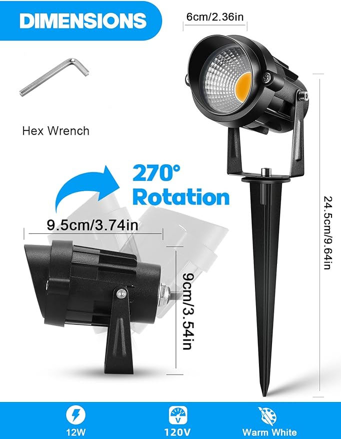 Christmas Spotlight Outdoor 12W RGBW LED Color Changing Landscape Lights with Remote Control 120V Waterproof Plug in Spot Lights Outdoor Landscape Light for Tree Yard Garden Christmas, 8 Pack