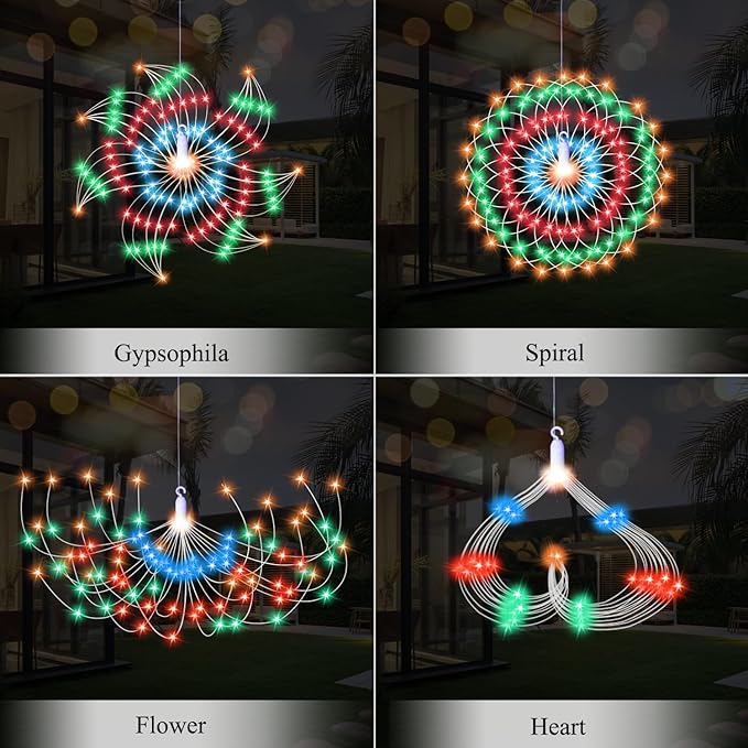 5 Pack 1000 LED Plug in Firework Lights Starburst Lights for Christmas Garden/Patio/Wedding/Party/Bedroom Outdoor or Indoor Decor，Waterproof Twinkle Light with 8 Modes(Multi Color)