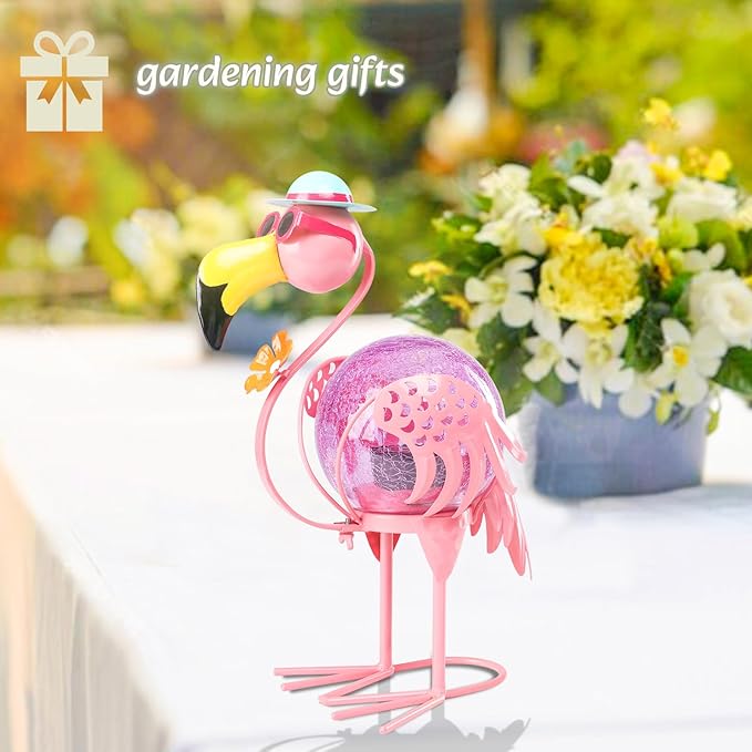 MUMTOP Flamingo Solar Lights Outdoor, Solar Lantern Outdoor Decorative Waterproof LED Solar Lights Flamingo Tabletop Decorations for Patio Garden Yard Outside Decor, Pink Flamingo
