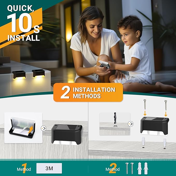 SOLPEX Solar Deck Lights Outdoor 20 Pack, Solar Step Lights Waterproof Led Solar Lights for Outdoor Stairs, Step, Fence, Yard, Patio, and Pathway(Warm White)