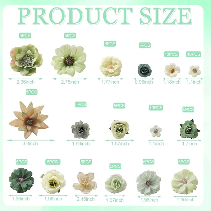 Serra Flora Realistic Mini Silk Flower Heads – Multicolor Daisy Rose Artificial Flower for Wedding Garland, DIY Crafts & Home Decor