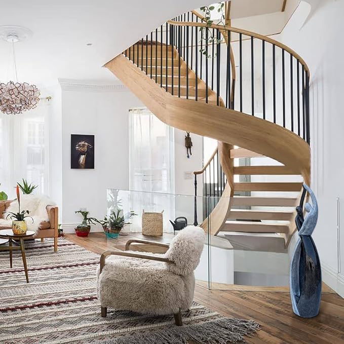 Graceful Dancing Couple Outdoor Water Fountain 51" Cast Stone Garden Statue Waterfalls Feature in Marble Color for Garden, Lobby, Bar, Lawn, Courtyard, Patio, Office,Backyard